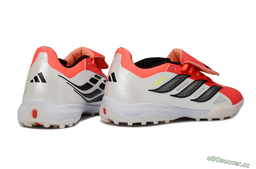Unisex Adidas Predator 26 Elite Fold-Over Tongue TF Artificial Turf Low-Tops Football Shoes - Red/Coral Surge/Black Shadow 7