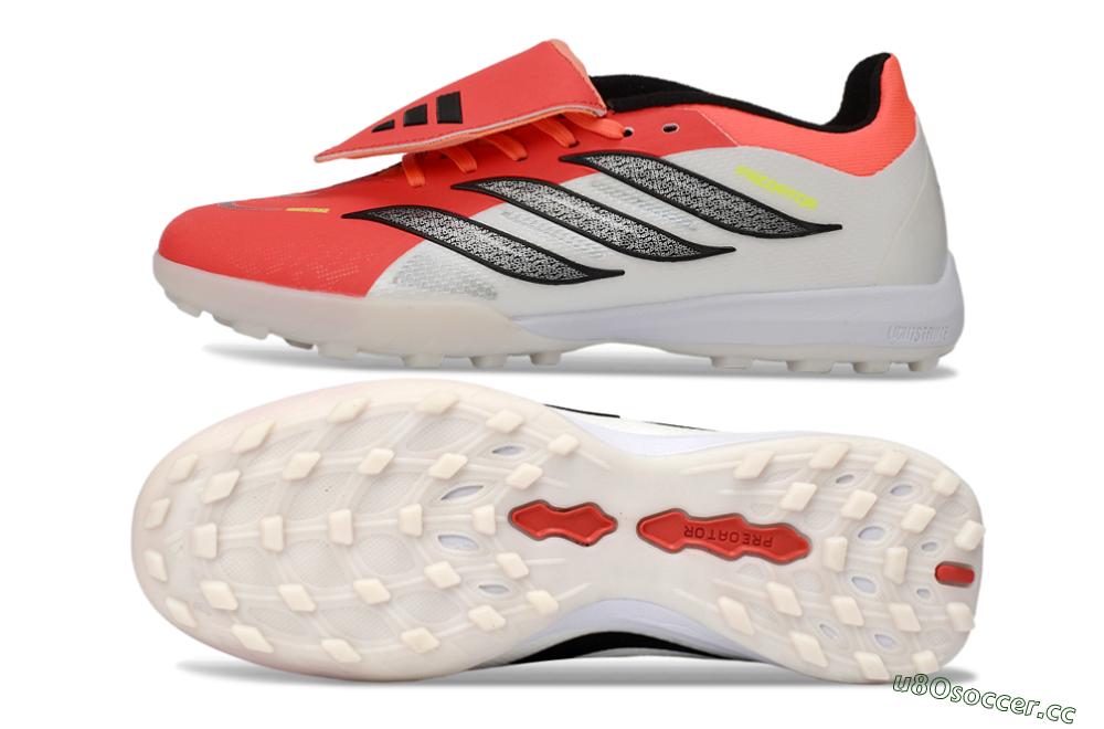 Unisex Adidas Predator 26 Elite Fold-Over Tongue TF Artificial Turf Low-Tops Football Shoes - Red/Coral Surge/Black Shadow 1