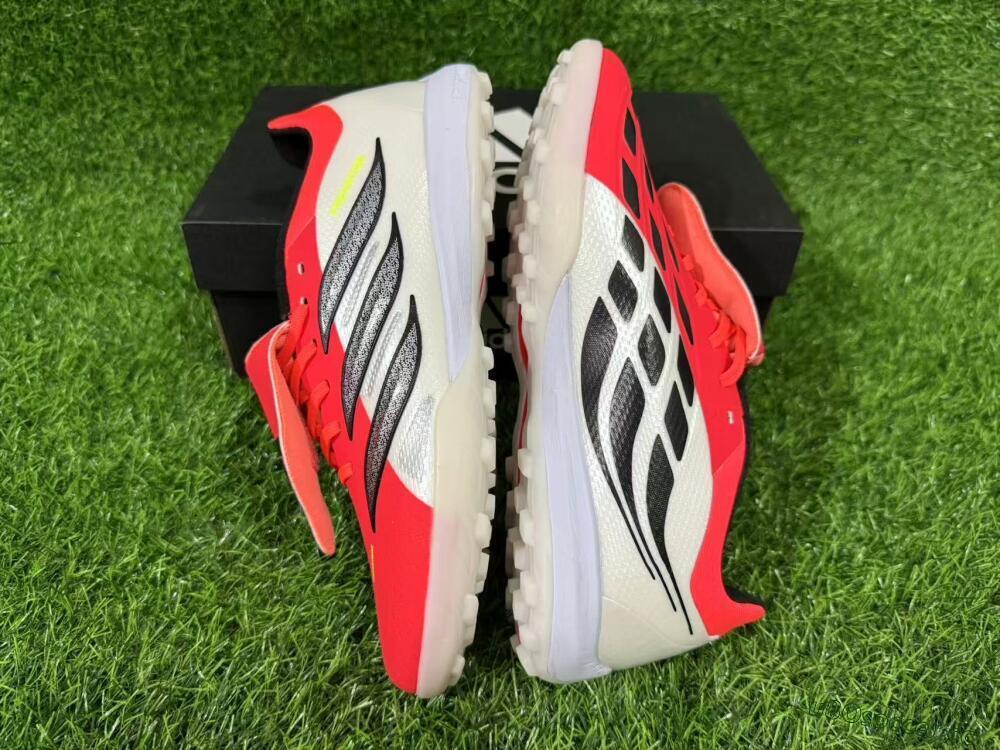 Unisex Adidas Predator 26 Elite Fold-Over Tongue TF Artificial Turf Low-Tops Football Shoes - Red/Coral Surge/Black Shadow