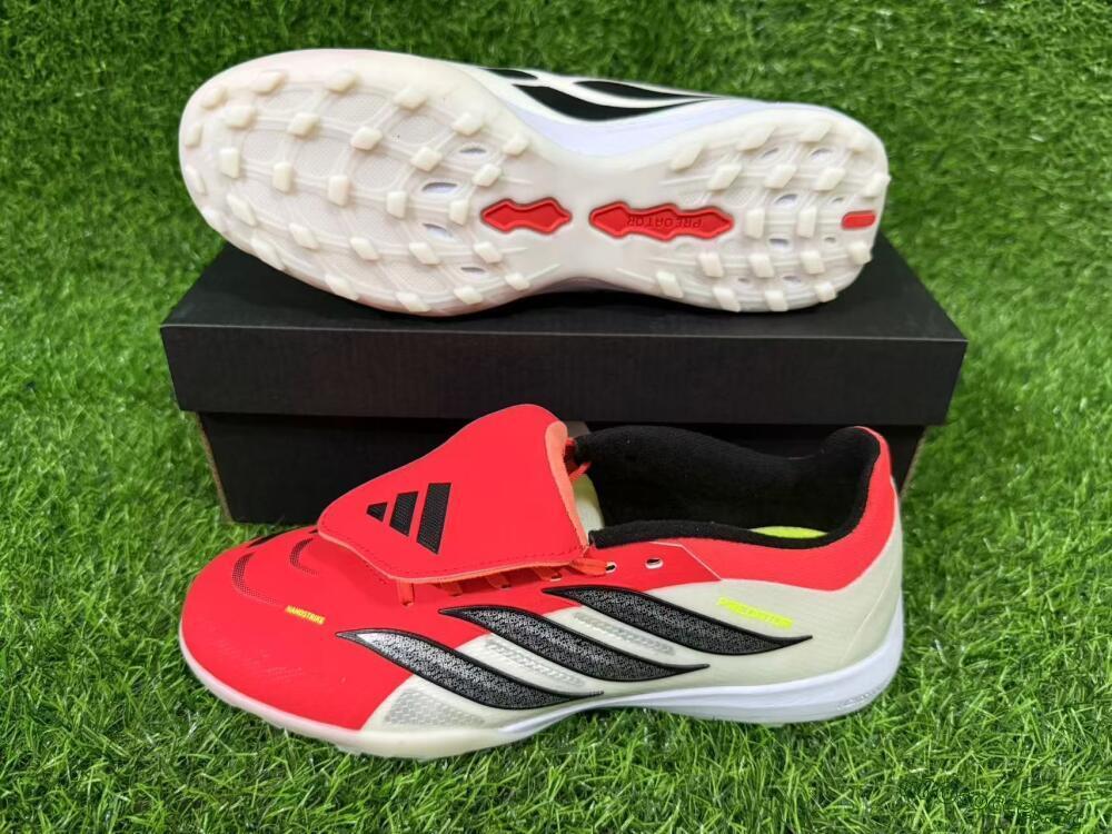 Unisex Adidas Predator 26 Elite Fold-Over Tongue TF Artificial Turf Low-Tops Football Shoes - Red/Coral Surge/Black Shadow
