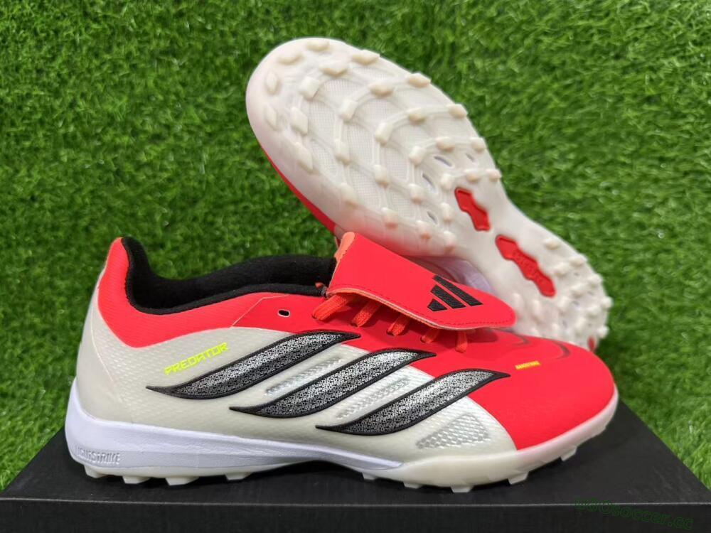 Unisex Adidas Predator 26 Elite Fold-Over Tongue TF Artificial Turf Low-Tops Football Shoes - Red/Coral Surge/Black Shadow