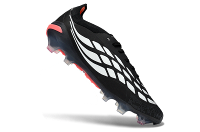 Unisex Adidas Predator 26 Elite FG Firm Ground Low-Tops Football Boots - Black/Vibrant Red/Crystal White