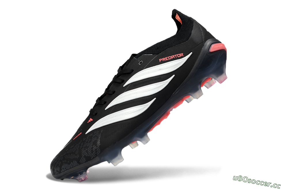 Unisex Adidas Predator 26 Elite FG Firm Ground Low-Tops Football Boots - Black/Vibrant Red/Crystal White 6