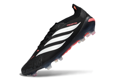 Unisex Adidas Predator 26 Elite FG Firm Ground Low-Tops Football Boots - Black/Vibrant Red/Crystal White
