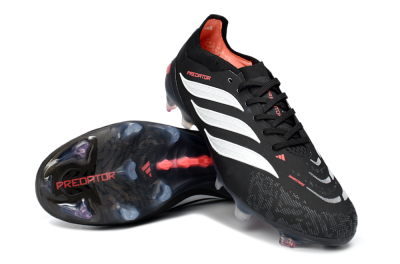 Unisex Adidas Predator 26 Elite FG Firm Ground Low-Tops Football Boots - Black/Vibrant Red/Crystal White