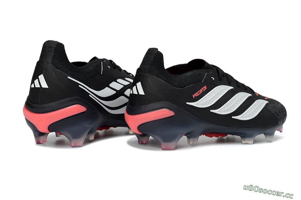 Unisex Adidas Predator 26 Elite FG Firm Ground Low-Tops Football Boots - Black/Vibrant Red/Crystal White 7