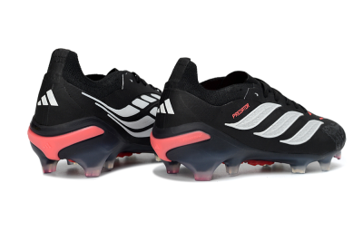 Unisex Adidas Predator 26 Elite FG Firm Ground Low-Tops Football Boots - Black/Vibrant Red/Crystal White