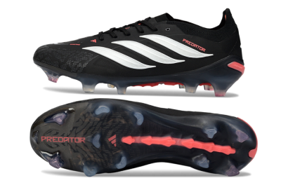 Unisex Adidas Predator 26 Elite FG Firm Ground Low-Tops Football Boots - Black/Vibrant Red/Crystal White