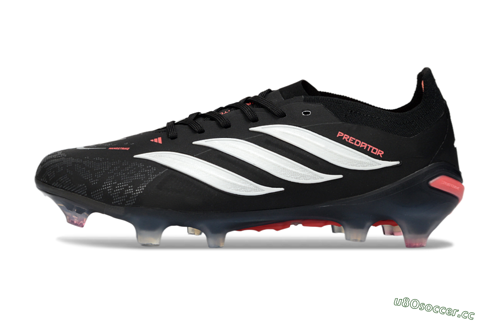 Unisex Adidas Predator 26 Elite FG Firm Ground Low-Tops Football Boots - Black/Vibrant Red/Crystal White 0