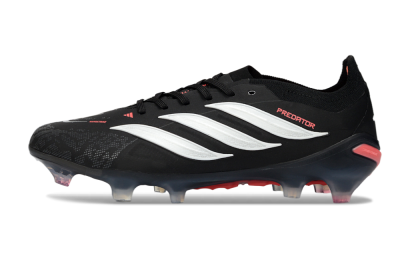 Unisex Adidas Predator 26 Elite FG Firm Ground Low-Tops Football Boots - Black/Vibrant Red/Crystal White