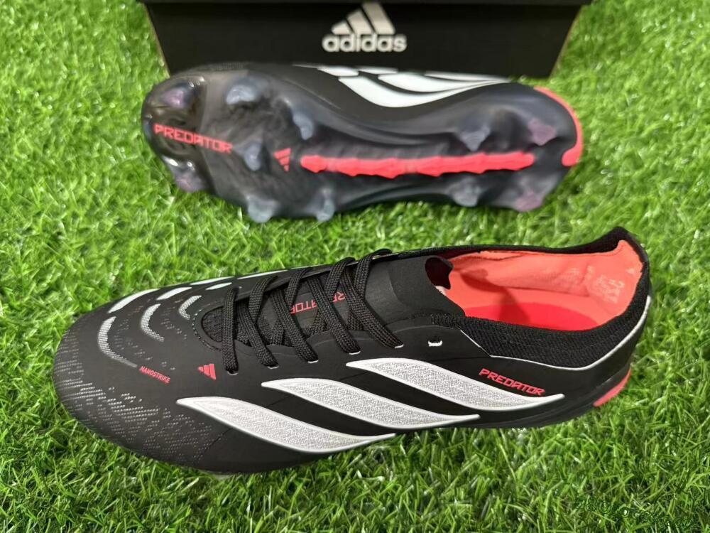 Unisex Adidas Predator 26 Elite FG Firm Ground Low-Tops Football Boots - Black/Vibrant Red/Crystal White