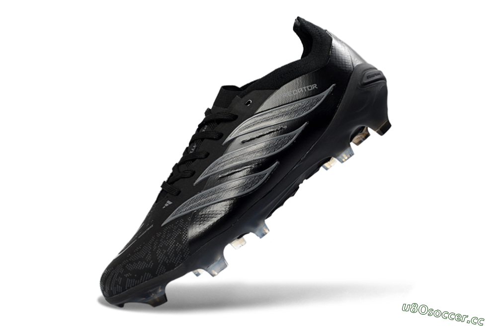Unisex Adidas Predator 26 Elite FG Firm Ground Low-Tops Football Boots - Black/Graphite Grey/Dark Shadow 6