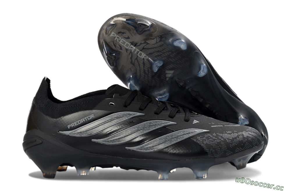 Unisex Adidas Predator 26 Elite FG Firm Ground Low-Tops Football Boots - Black/Graphite Grey/Dark Shadow 2