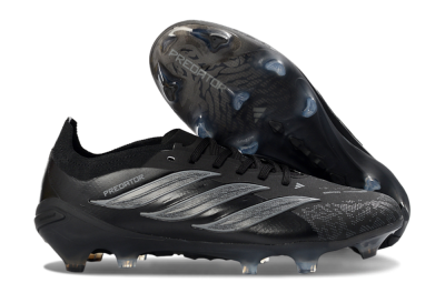 Unisex Adidas Predator 26 Elite FG Firm Ground Low-Tops Football Boots - Black/Graphite Grey/Dark Shadow