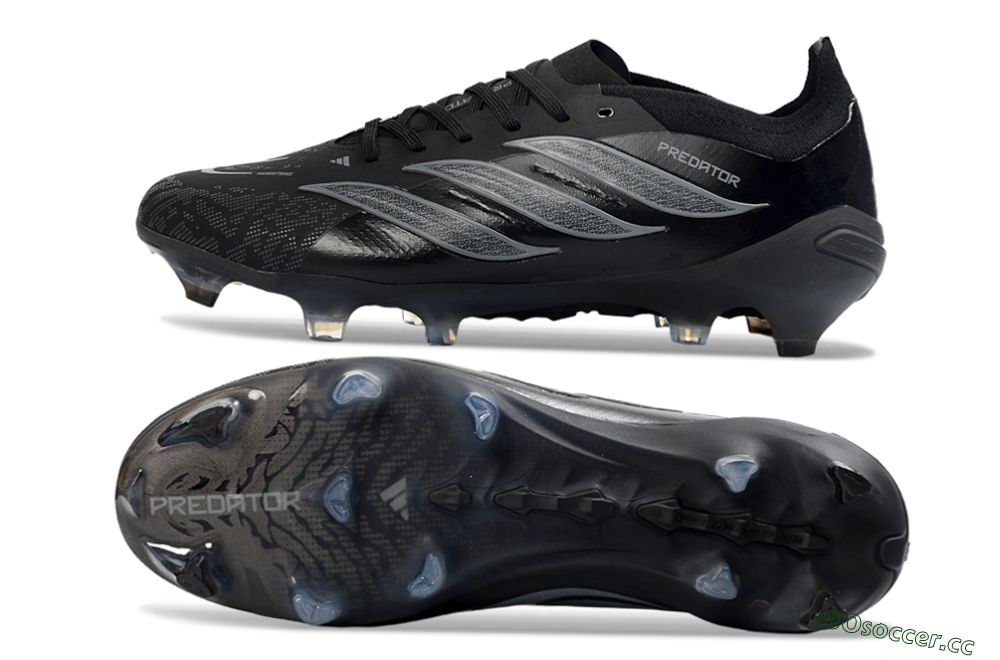 Unisex Adidas Predator 26 Elite FG Firm Ground Low-Tops Football Boots - Black/Graphite Grey/Dark Shadow 1