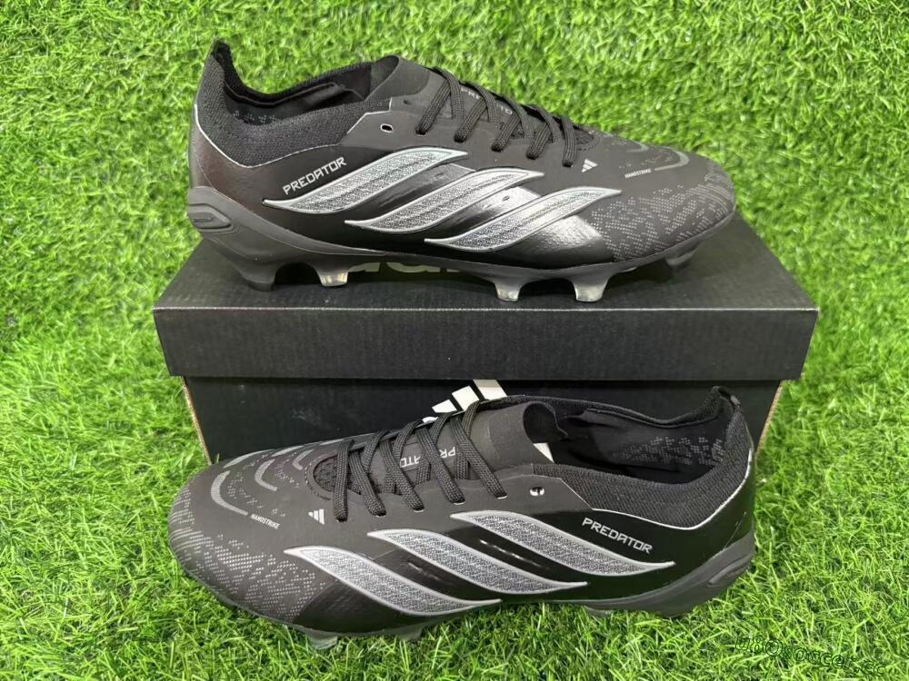 Unisex Adidas Predator 26 Elite FG Firm Ground Low-Tops Football Boots - Black/Graphite Grey/Dark Shadow
