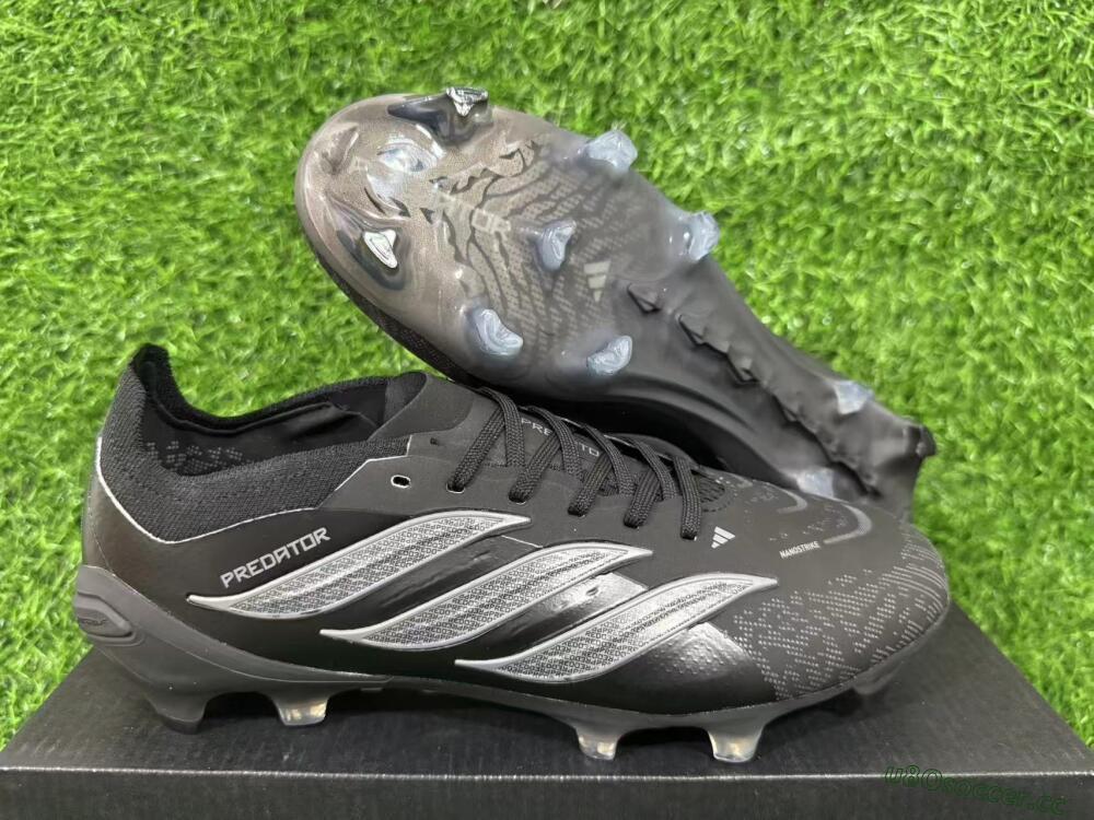 Unisex Adidas Predator 26 Elite FG Firm Ground Low-Tops Football Boots - Black/Graphite Grey/Dark Shadow