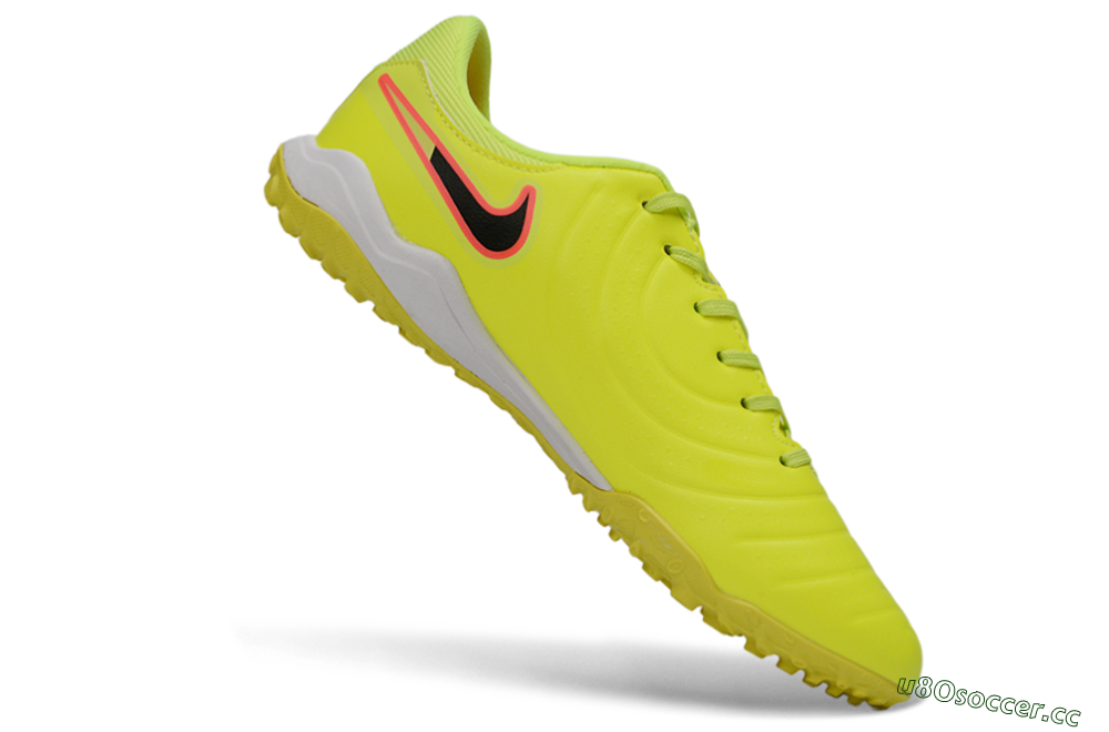 Men's Nike Tiempo Legend 10 Academy TF Artificial Turf Low-Tops Football Shoes - Yellow/Electric Green/Hot Pink 4