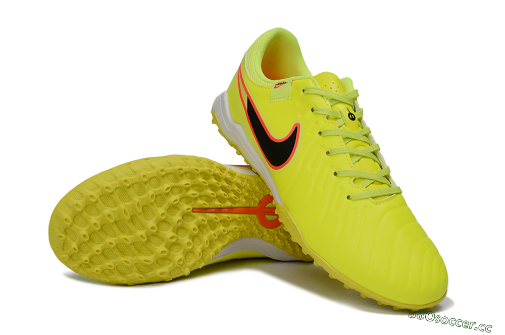 Men's Nike Tiempo Legend 10 Academy TF Artificial Turf Low-Tops Football Shoes - Yellow/Electric Green/Hot Pink 3