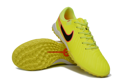 Men's Nike Tiempo Legend 10 Academy TF Artificial Turf Low-Tops Football Shoes - Yellow/Electric Green/Hot Pink