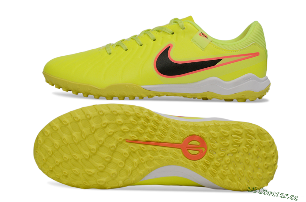 Men's Nike Tiempo Legend 10 Academy TF Artificial Turf Low-Tops Football Shoes - Yellow/Electric Green/Hot Pink 1