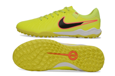 Men's Nike Tiempo Legend 10 Academy TF Artificial Turf Low-Tops Football Shoes - Yellow/Electric Green/Hot Pink