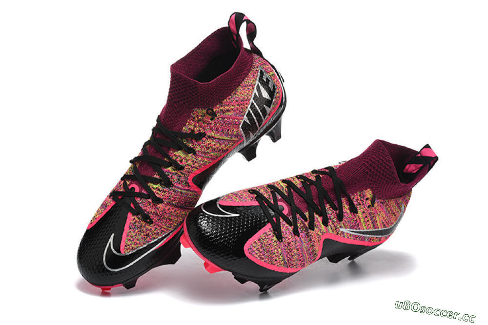 Men's Nike Magista Obra FG Firm Ground High-Tops Football Boots - Black/Bright Pink/Crimson Red 6