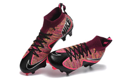 Men's Nike Magista Obra FG Firm Ground High-Tops Football Boots - Black/Bright Pink/Crimson Red