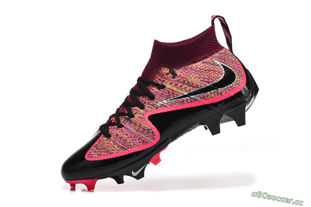 Men's Nike Magista Obra FG Firm Ground High-Tops Football Boots - Black/Bright Pink/Crimson Red 8