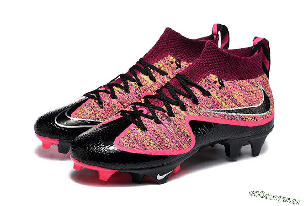 Men's Nike Magista Obra FG Firm Ground High-Tops Football Boots - Black/Bright Pink/Crimson Red 5