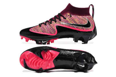 Men's Nike Magista Obra FG Firm Ground High-Tops Football Boots - Black/Bright Pink/Crimson Red