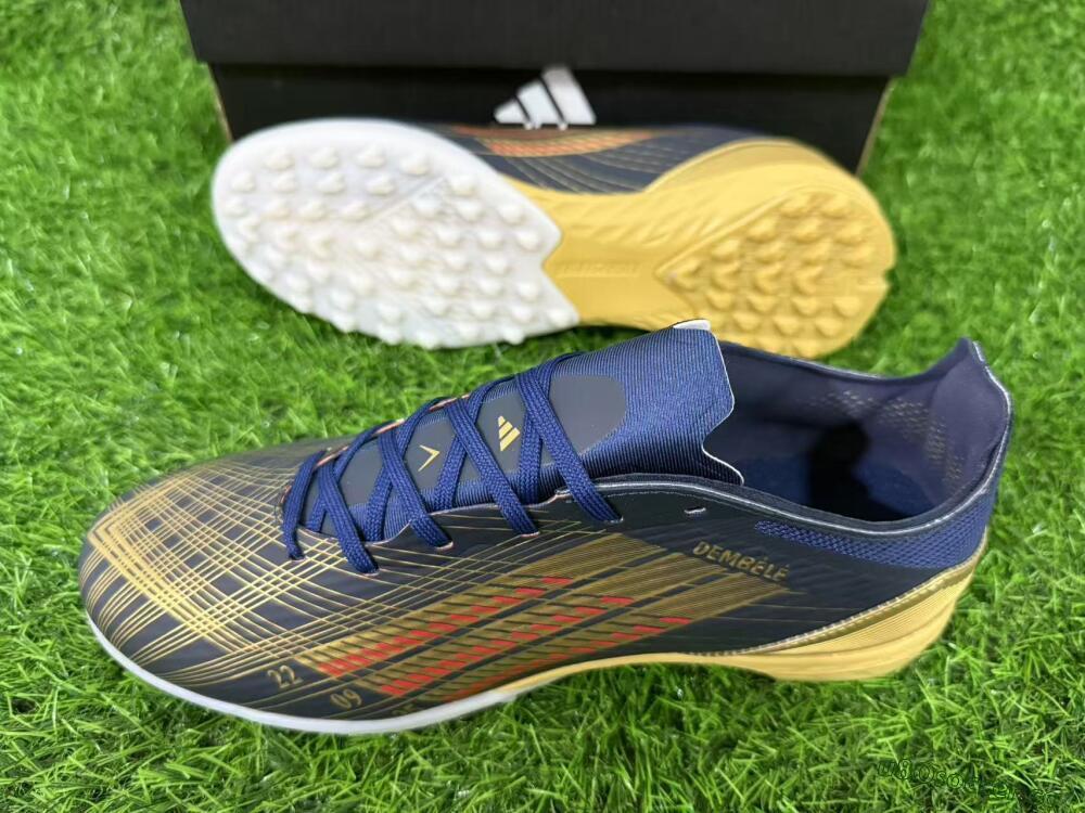 Unisex Adidas F50 Pro TF Artificial Turf Low-Tops Football Shoes - Navy/Metallic Gold/Dark Red