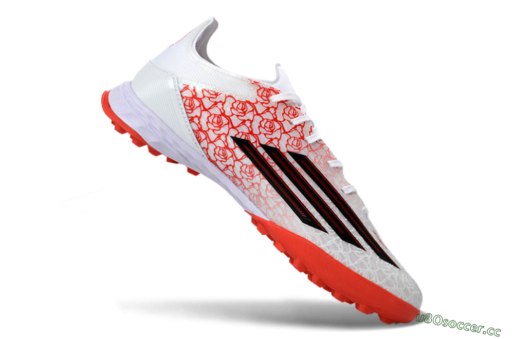 Men's Adidas F50 Pro TF Artificial Turf Low-Tops Football Shoes - White/Coral Red/Crimson 4
