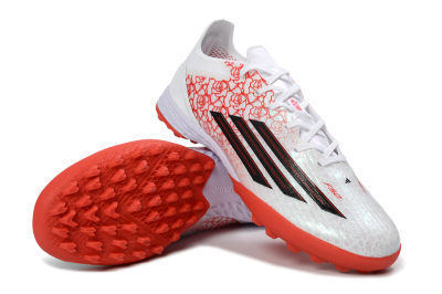 Men's Adidas F50 Pro TF Artificial Turf Low-Tops Football Shoes - White/Coral Red/Crimson