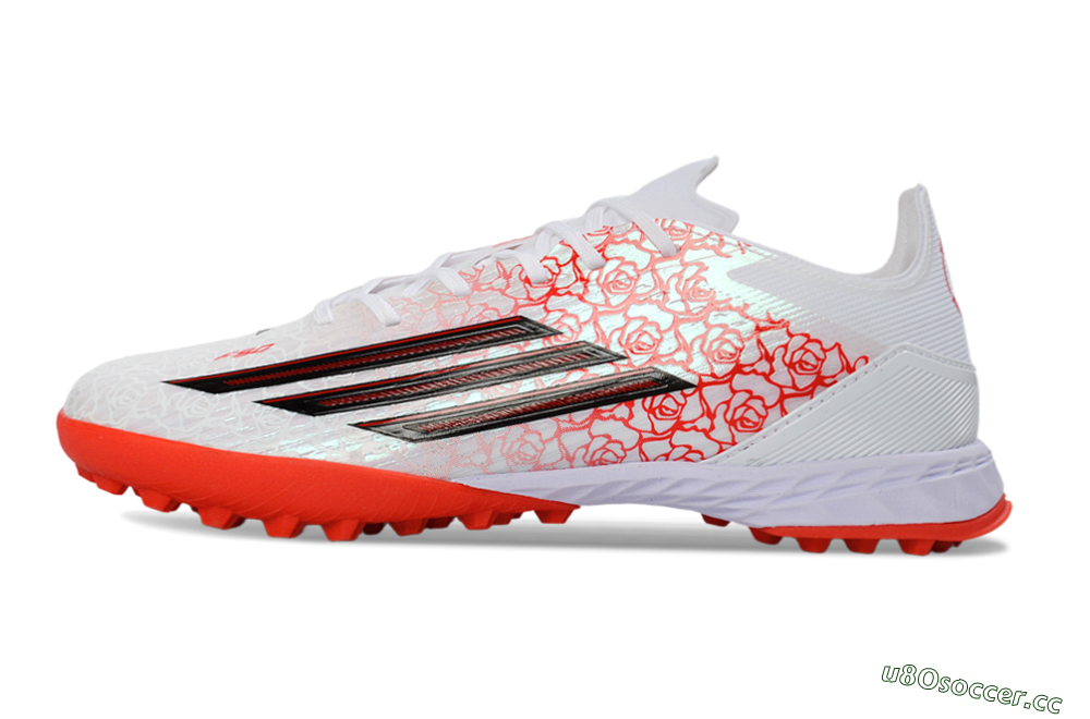 Men's Adidas F50 Pro TF Artificial Turf Low-Tops Football Shoes - White/Coral Red/Crimson 0