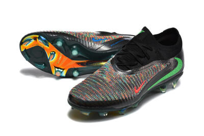 Unisex Nike Phantom 6 Elite High FG Firm Ground High-Tops Football Boots - Black/Electric Green/Red Blaze