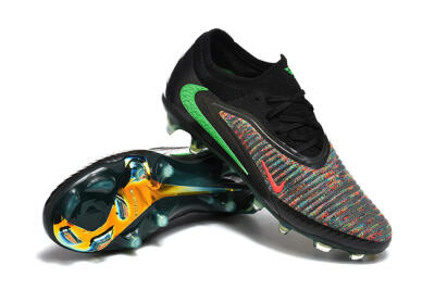 Unisex Nike Phantom 6 Elite High FG Firm Ground High-Tops Football Boots - Black/Electric Green/Red Blaze