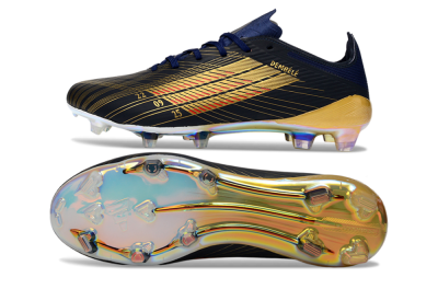 Unisex Dembélé x Adidas F50 Elite FG Firm Ground Low-Tops Football Boots - Navy/Gold Rush/Shimmering Ocean