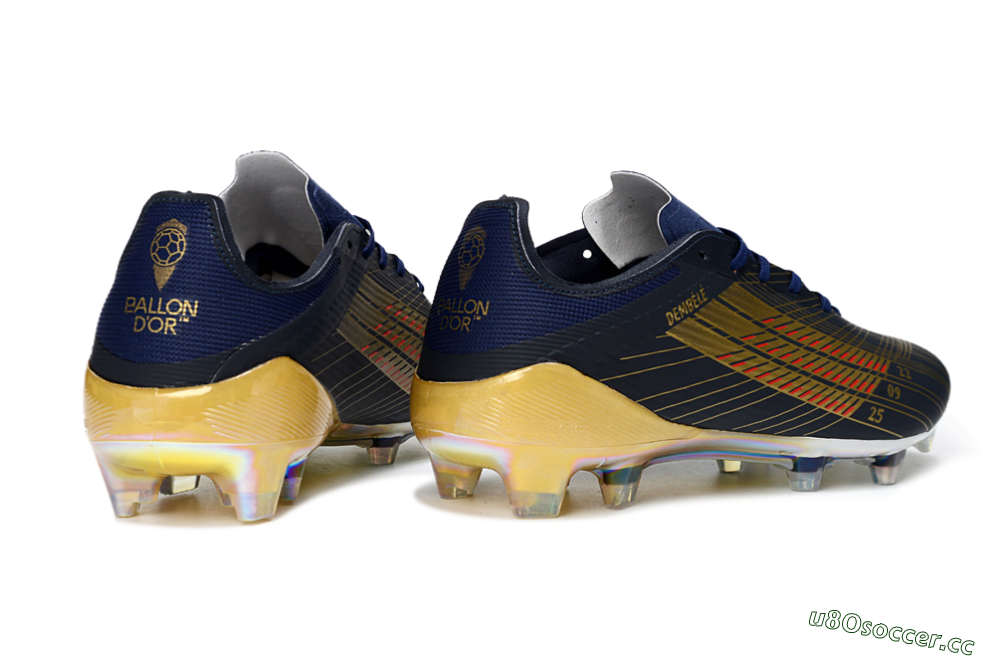 Unisex Dembélé x Adidas F50 Elite FG Firm Ground Low-Tops Football Boots - Navy/Gold Rush/Shimmering Ocean 7