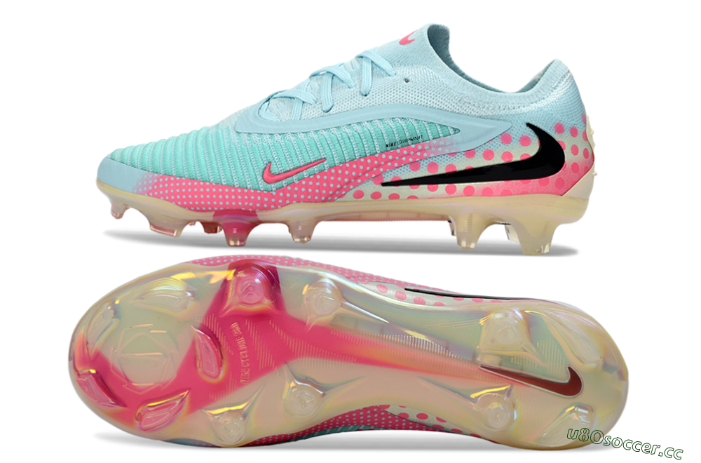 Unisex Nike Phantom 6 Elite Low FG Firm Ground Low-Tops Football Boots - Aqua/Coral Pink/Soft Mint 1