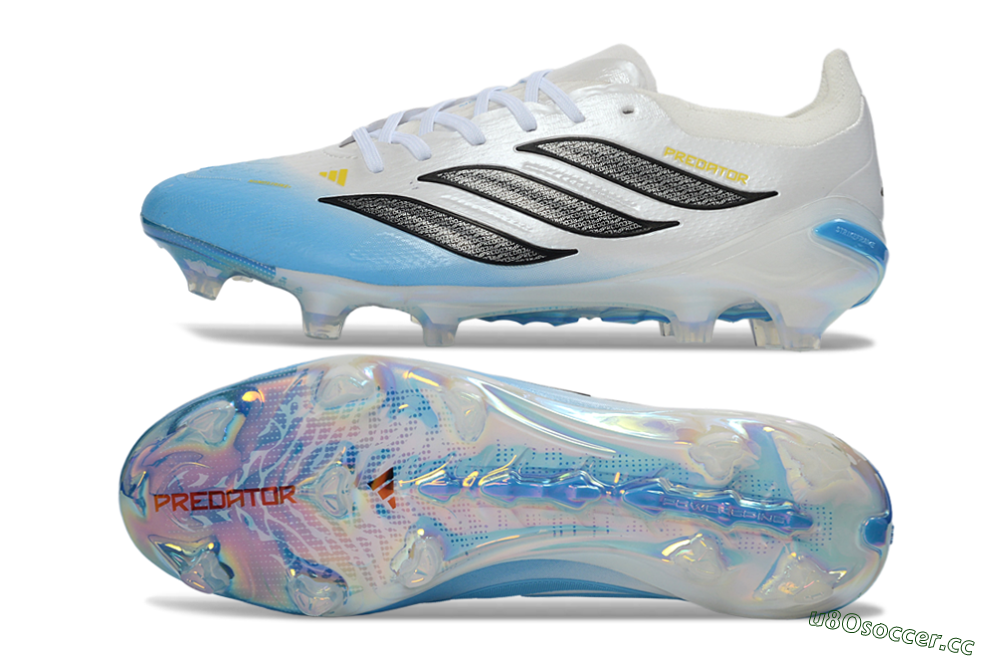 Unisex Adidas Predator 26 Elite FG Firm Ground Low-Tops Football Boots - Blue/Sky Blue/Icy White 1