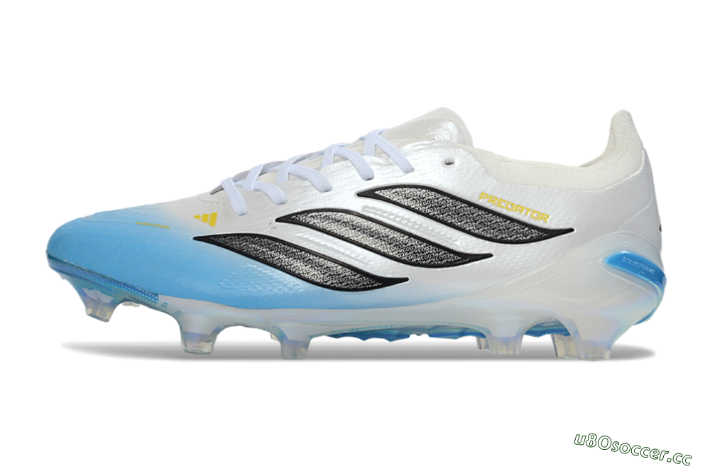 Unisex Adidas Predator 26 Elite FG Firm Ground Low-Tops Football Boots - Blue/Sky Blue/Icy White 2