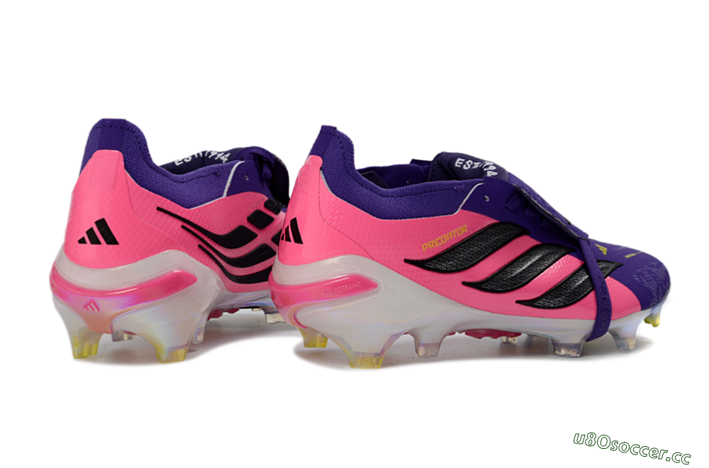 Unisex Adidas Predator 26 Elite Fold-Over Tongue FG Firm Ground Low-Tops Football Boots - Purple/Neon Pink/Black 6