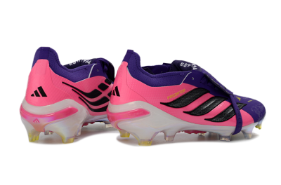 Unisex Adidas Predator 26 Elite Fold-Over Tongue FG Firm Ground Low-Tops Football Boots - Purple/Neon Pink/Black