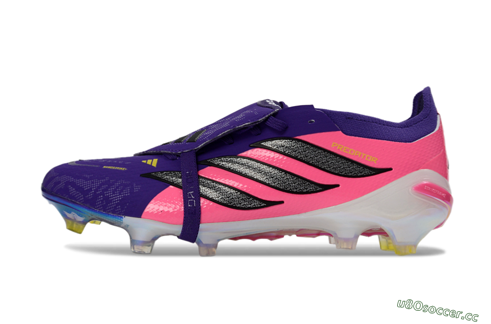 Unisex Adidas Predator 26 Elite Fold-Over Tongue FG Firm Ground Low-Tops Football Boots - Purple/Neon Pink/Black 0