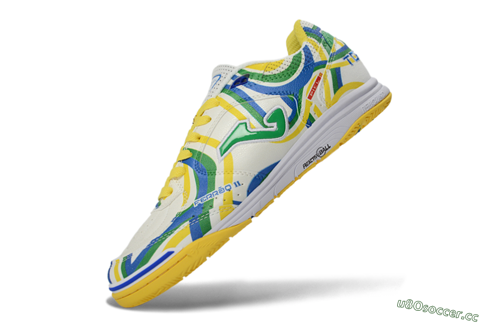 Men's Joma Top Flex IC Indoor & Futsal Low-Tops Football Shoes - Yellow/Vibrant Green/Blue Wave 5