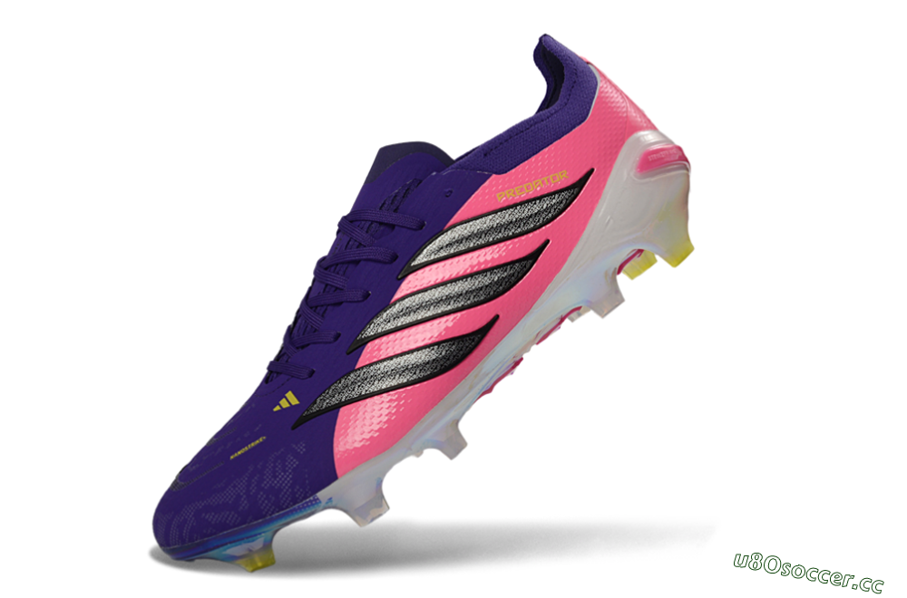 Unisex Adidas Predator 26 Elite FG Firm Ground Low-Tops Football Boots - Purple/Vibrant Pink/Black 5