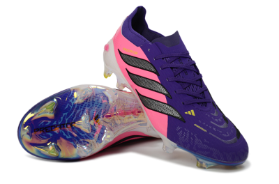 Unisex Adidas Predator 26 Elite FG Firm Ground Low-Tops Football Boots - Purple/Vibrant Pink/Black