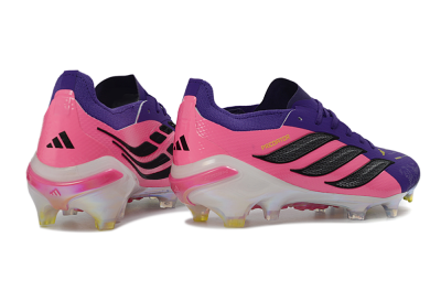 Unisex Adidas Predator 26 Elite FG Firm Ground Low-Tops Football Boots - Purple/Vibrant Pink/Black