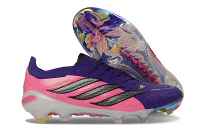 Unisex Adidas Predator 26 Elite FG Firm Ground Low-Tops Football Boots - Purple/Vibrant Pink/Black